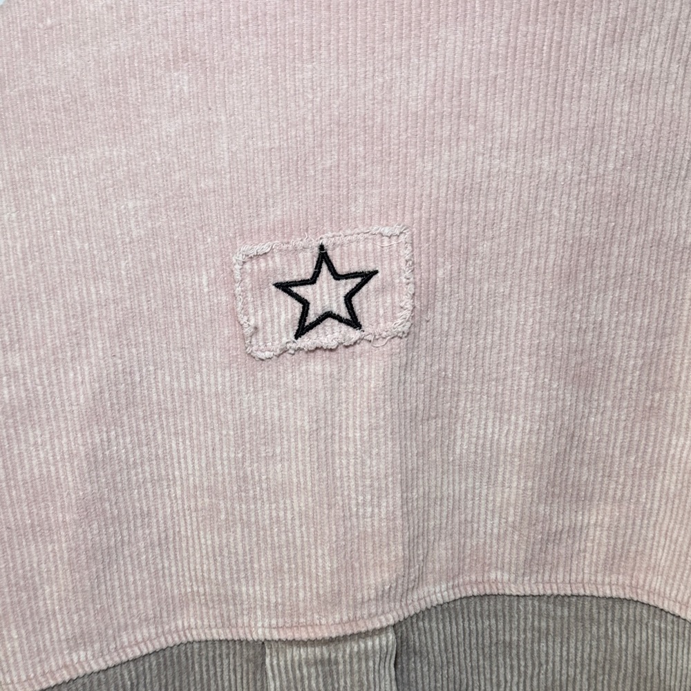 POL Colorblock Corduroy Button-Up Shirt / Jacket pink gray - Picture 7 of 8